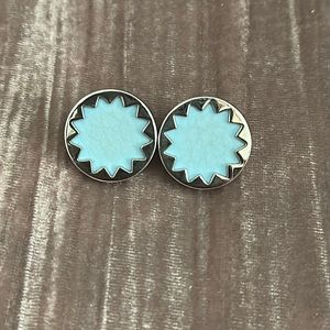 House of Harlow 1960 Blue Silver Starburst Stud Earrings